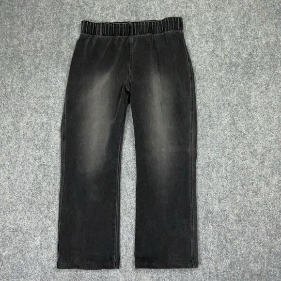 Soft Surroundings Jeans Womens Size LP Black Denim Pull On Elastic Waist Crop - Picture 1 of 10